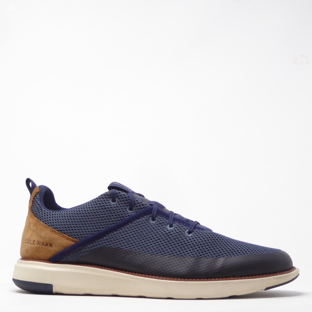 Cole Haan Mens Grand Atlantic Oxford Marine Blue Tan Mesh Suede C35467 13 M